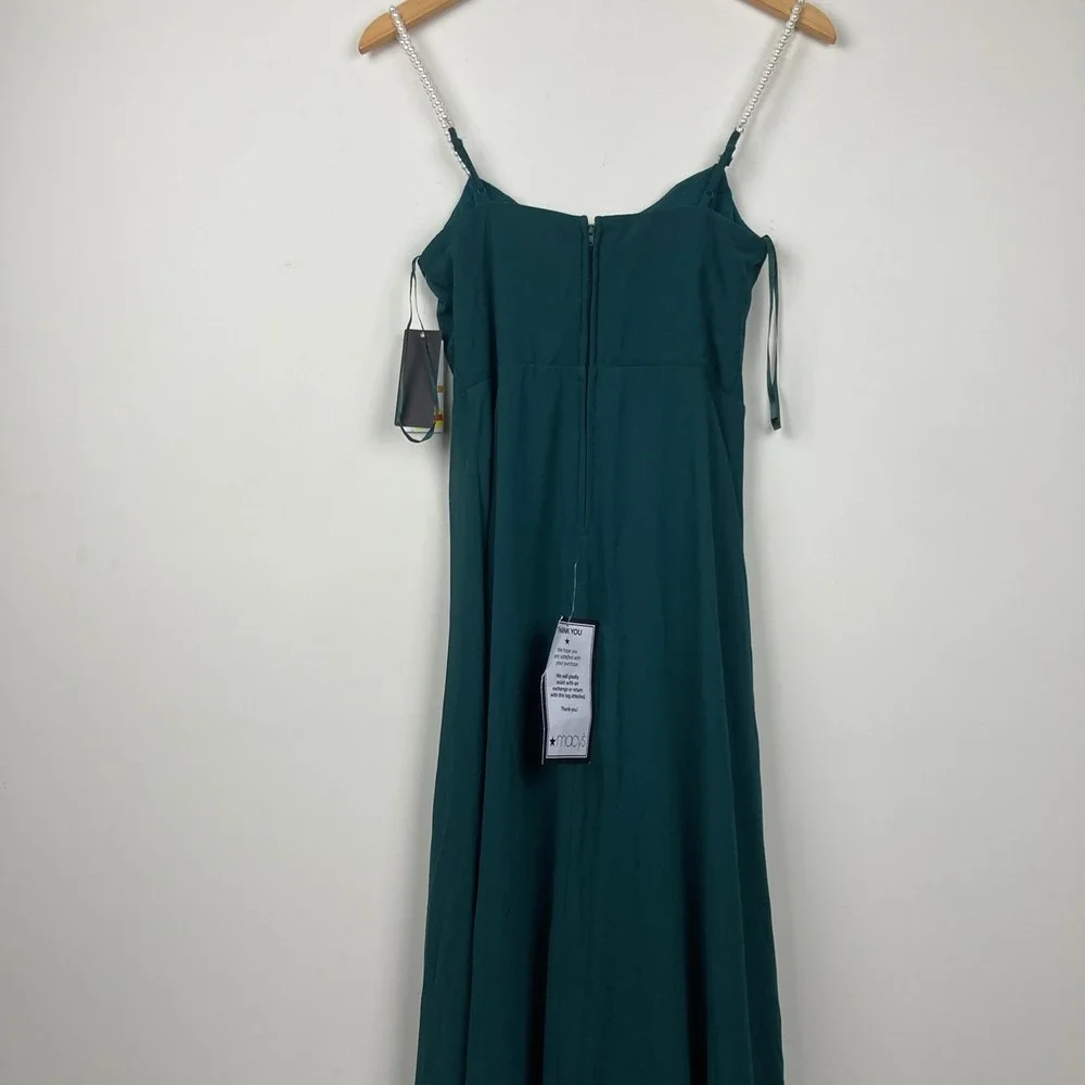 City Studios Juniors Drape Neck Faux Peal Strap Gown Junior Size 3/4 Deep Forest